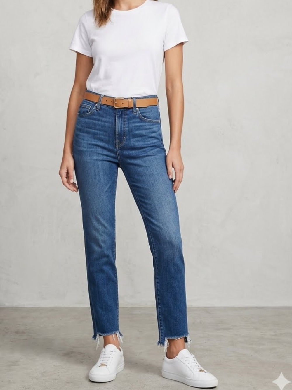 Frame Le Skinny de Jeanne Crop Classic High-Rise Straight Women's Jeans in Blue